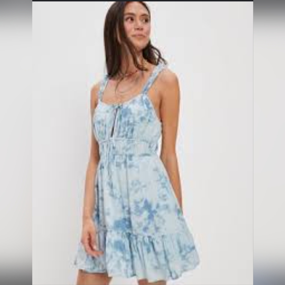 American Eagle Blue Tie-Dye Sundress